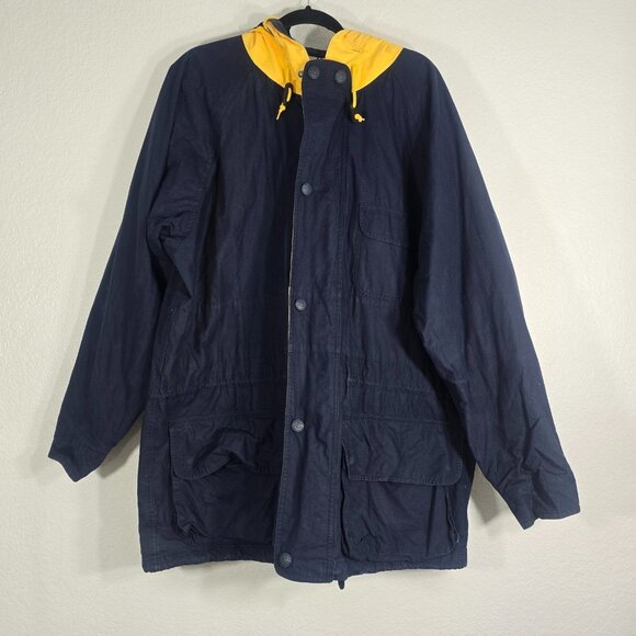 Brooks Brothers Hooded Jacket Men Large Zip Nautical Lined Pockets - Picture 1 of 13